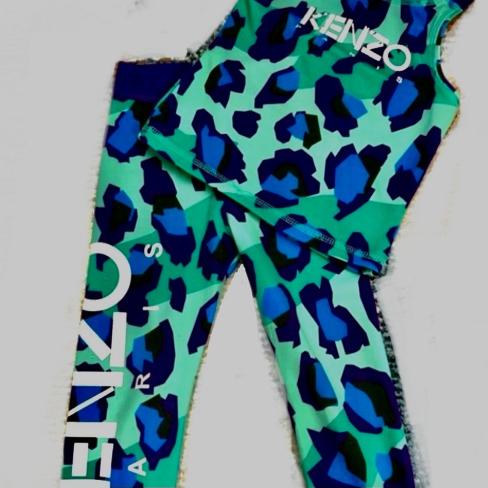 Kenzo Kids Leopard Print Racerback Tank Top and Legging Set